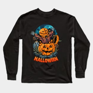 Halloween pumpkin head zombie Long Sleeve T-Shirt